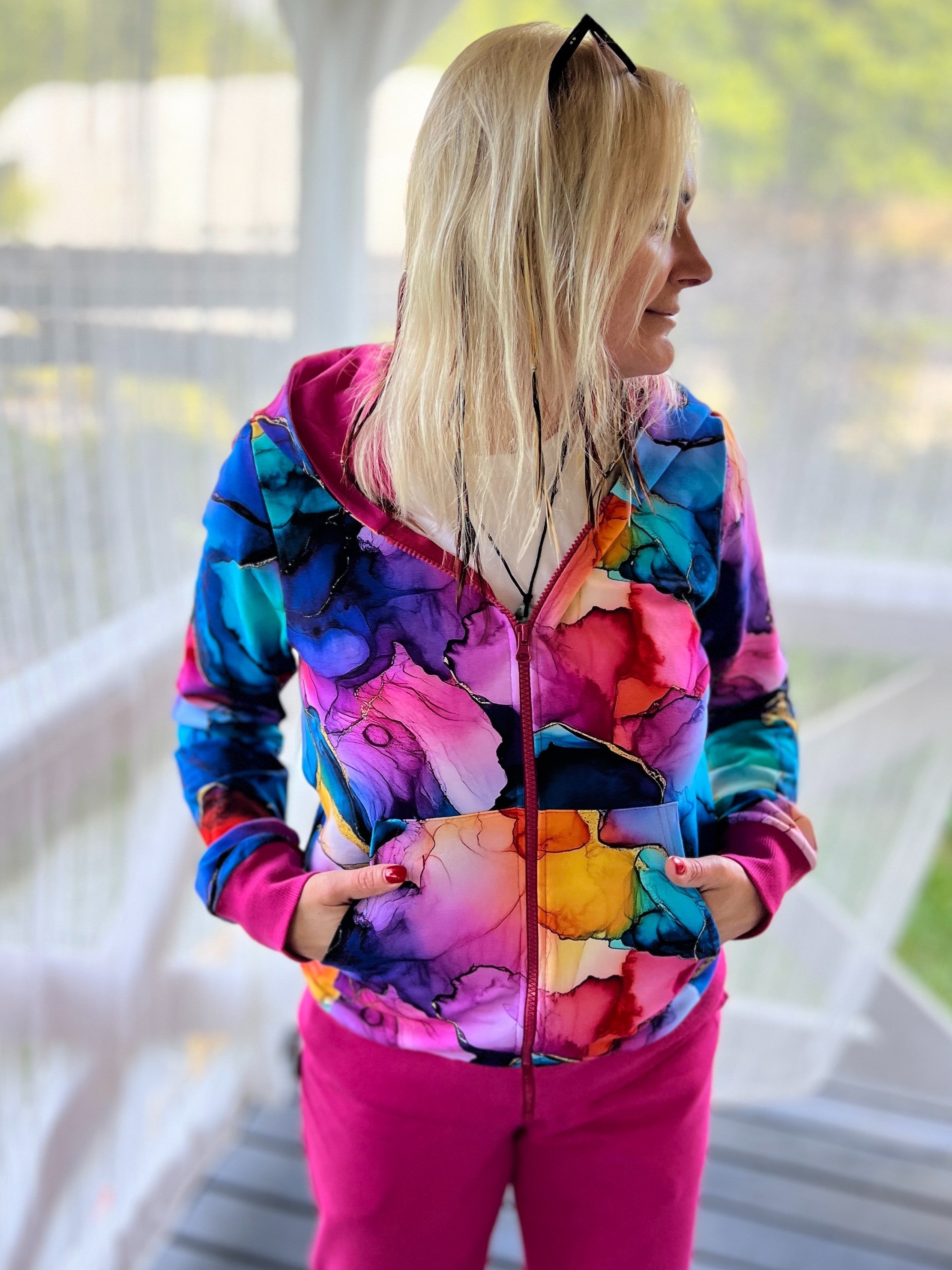 Bluza Widzę Cię - zamek - Magiczna/fuksja