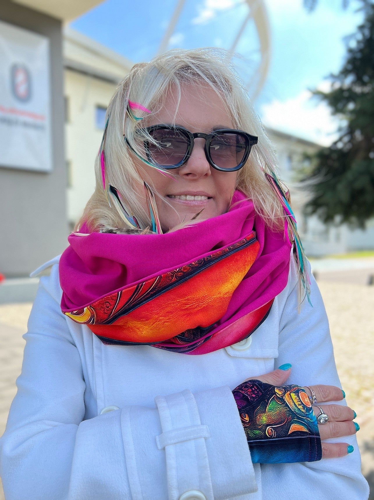Komin z kapturem kominokaptur dwustronny Kreacja/fuksja