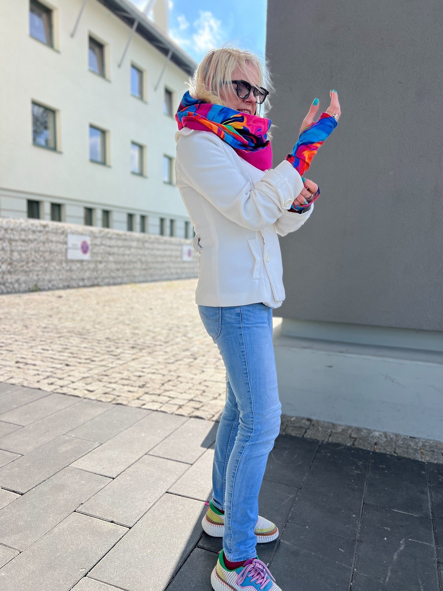 Komin z kapturem kominokaptur dwustronny Lekko/fuksja