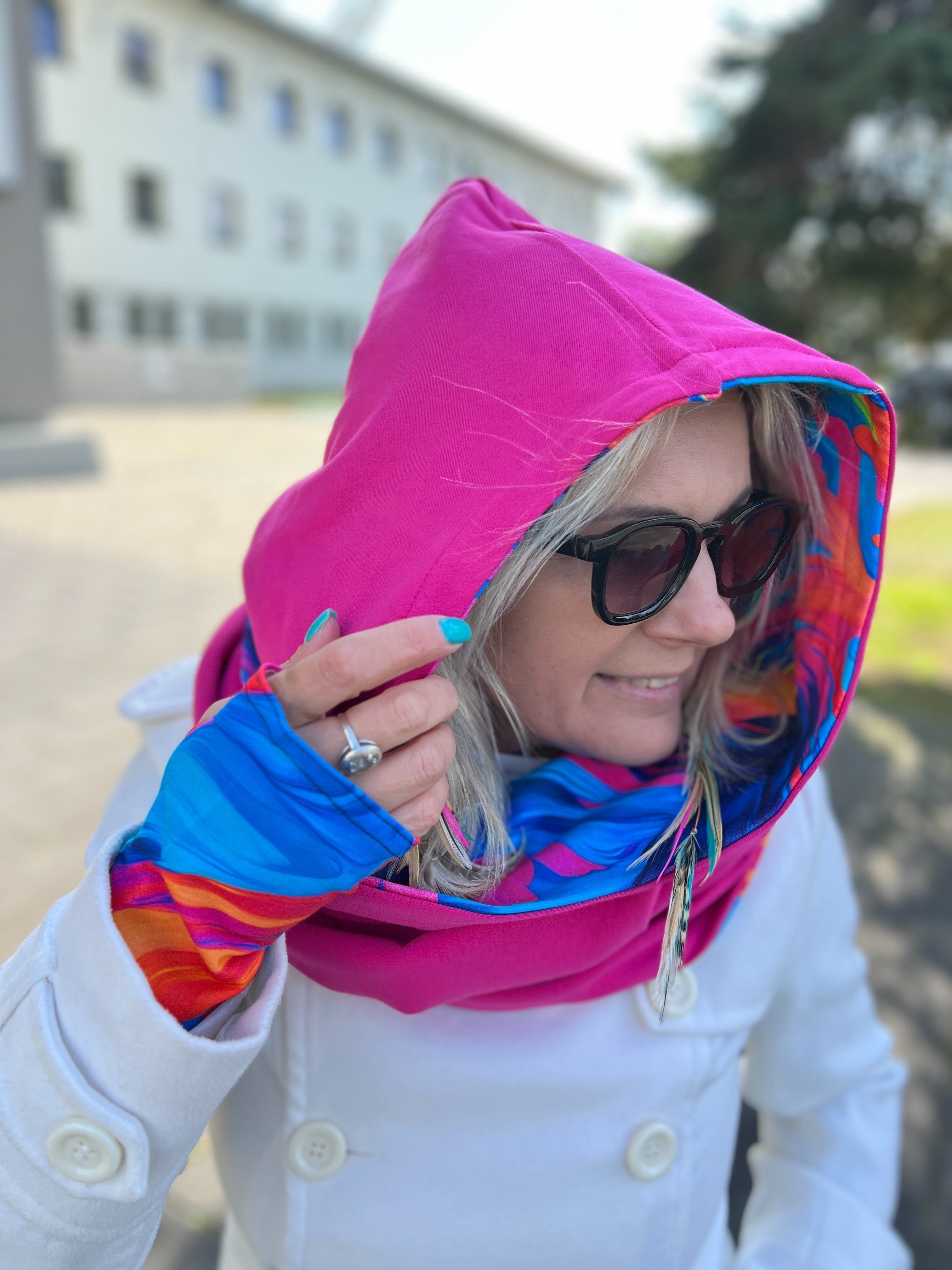 Komin z kapturem kominokaptur dwustronny Lekko/fuksja