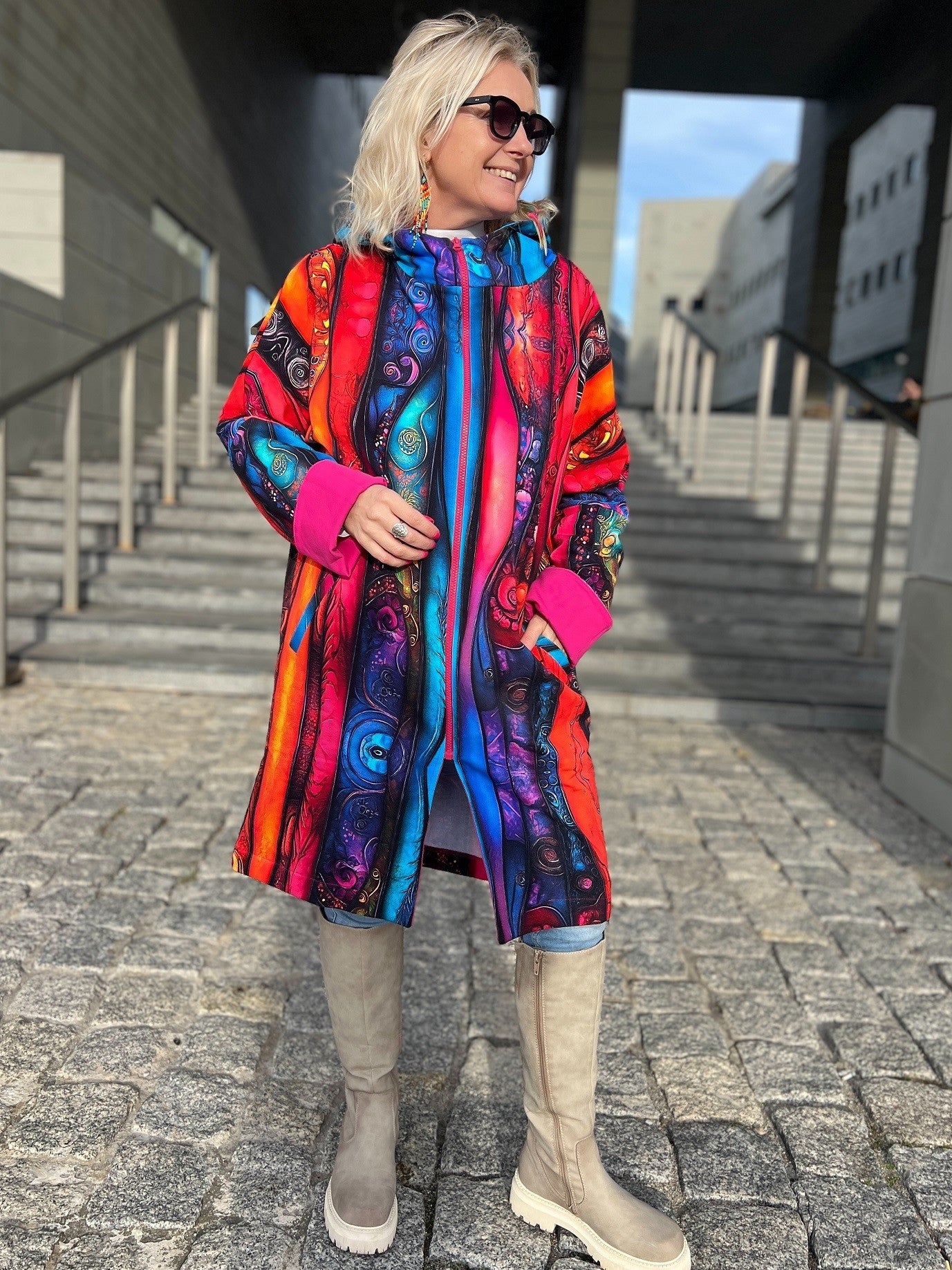 Bluza na zamek Płaszczyk Kreacja Fuksja