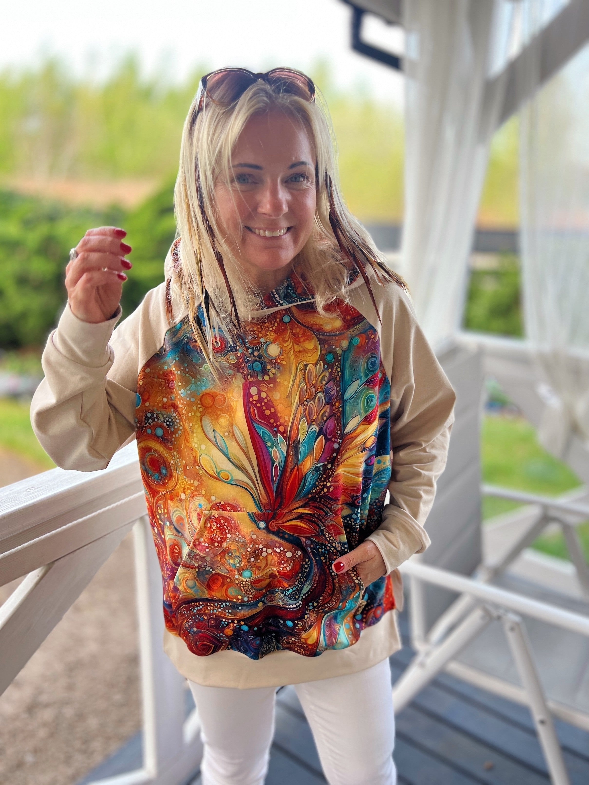 Bluza z Kapturem oversize Fantazja Beż