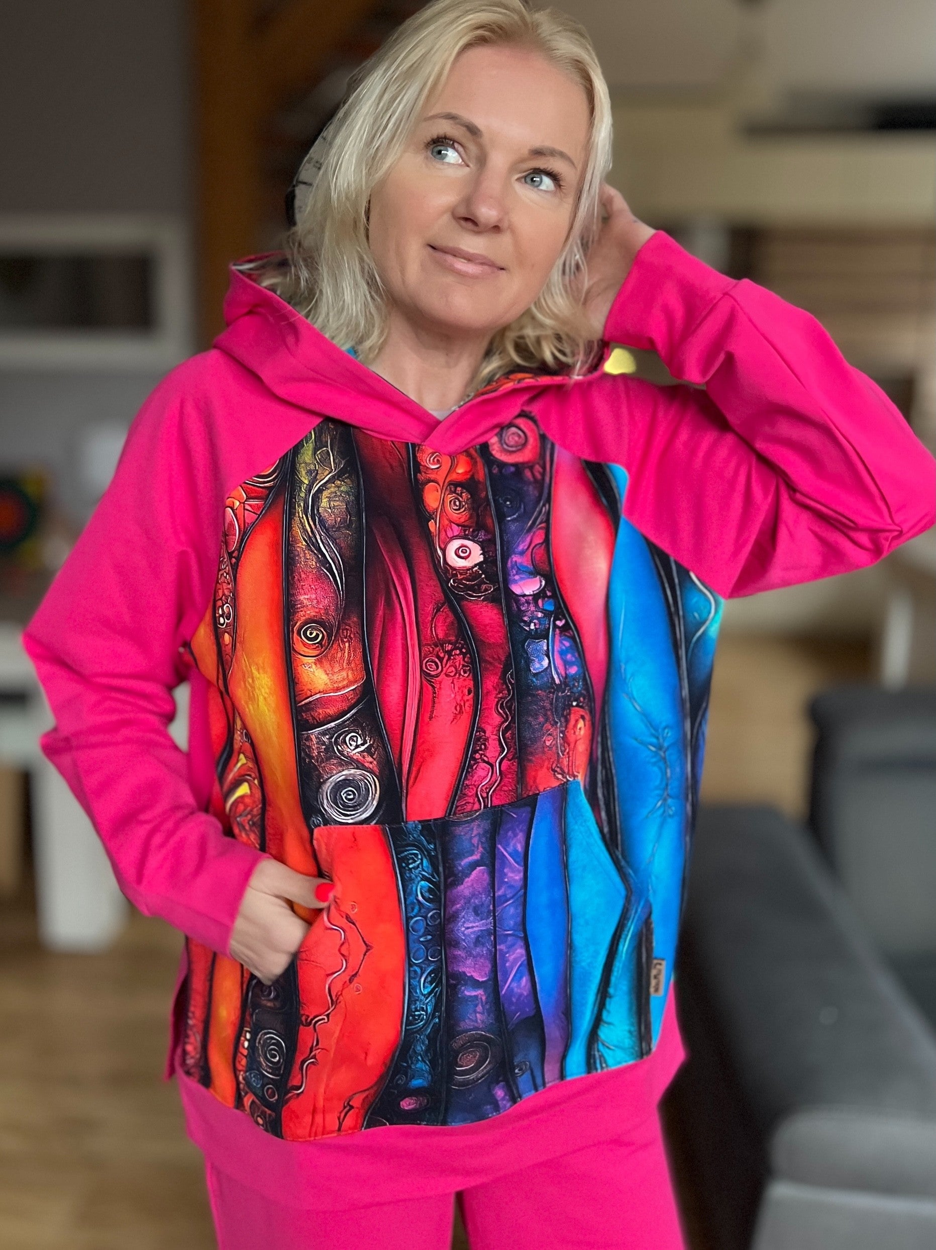 Bluza z Kapturem oversize Kreacja Fuksja