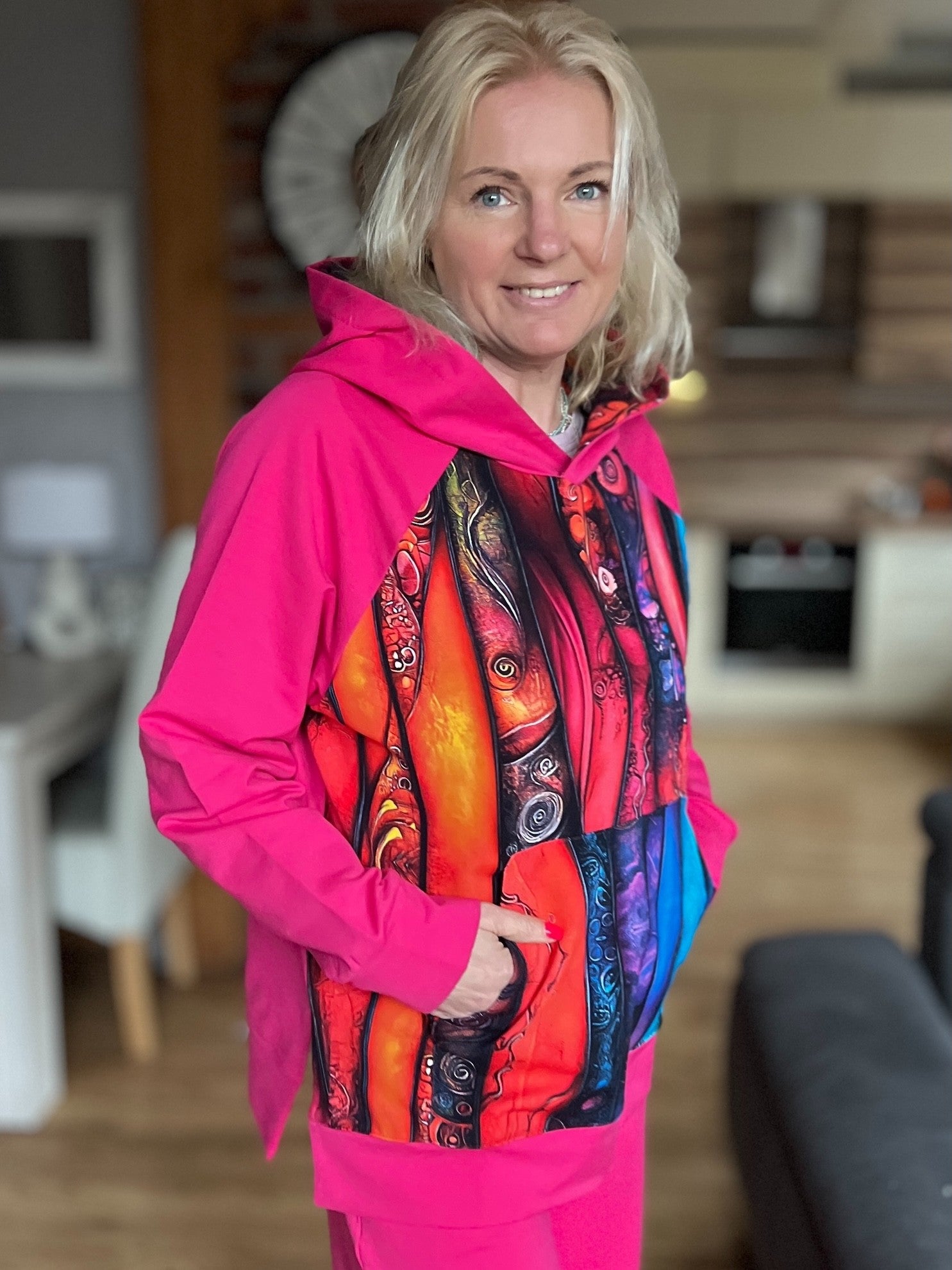 Bluza z Kapturem oversize Kreacja Fuksja