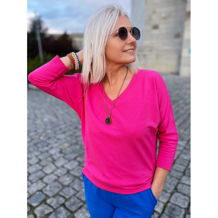 Bluzka Kimonowa wiskoza jasna fuksja