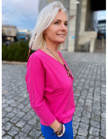 Bluzka Kimonowa wiskoza jasna fuksja