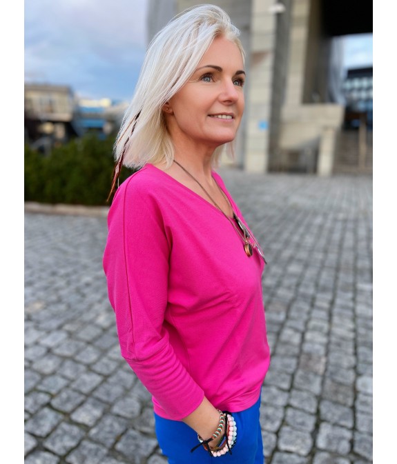 Bluzka Kimonowa wiskoza jasna fuksja