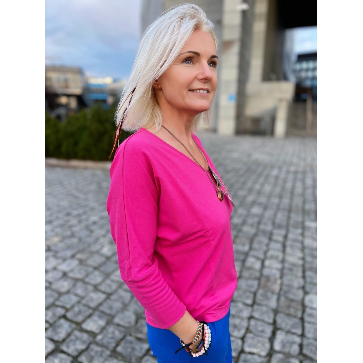 Bluzka Kimonowa wiskoza jasna fuksja