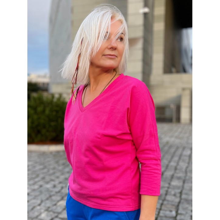 Bluzka Kimonowa wiskoza jasna fuksja