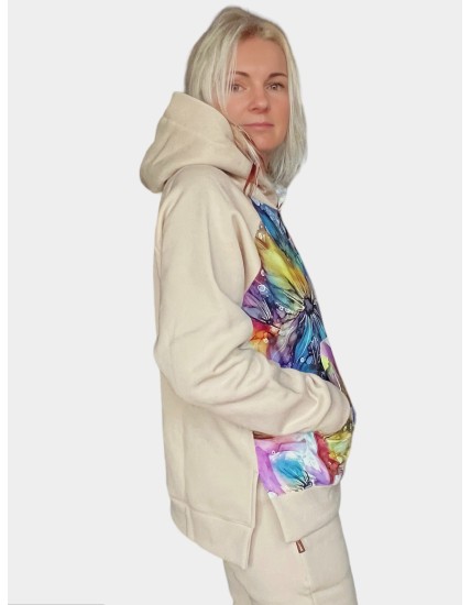 Bluza ocieplana oversize Kwitnę/Beż
