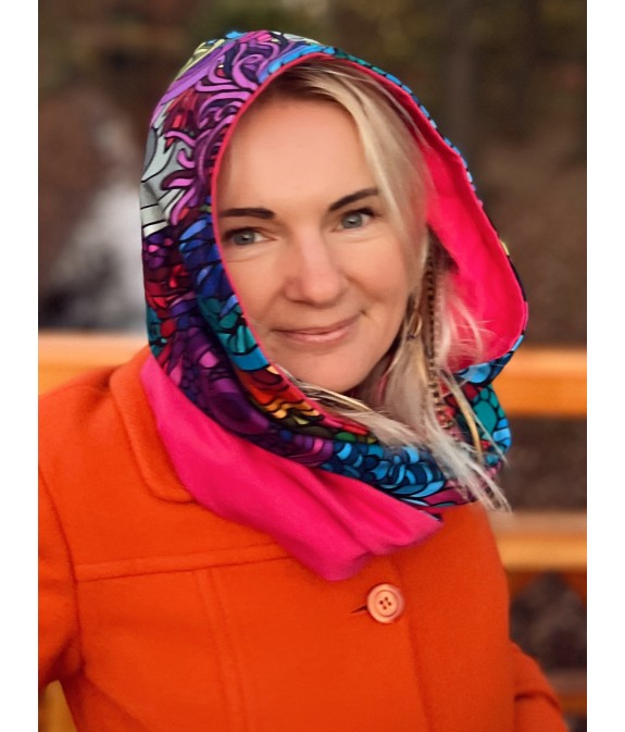 Komin z kapturem kominokaptur dwustronny Radość/Fuksja