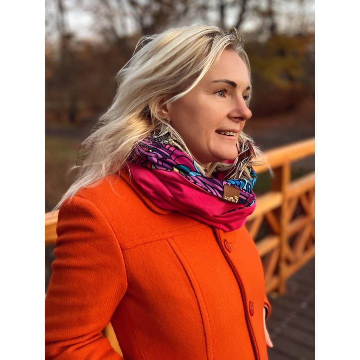 Komin z kapturem kominokaptur dwustronny Radość/Fuksja Komin z kapturem kominokaptur dwustronny Radość/Fuksja