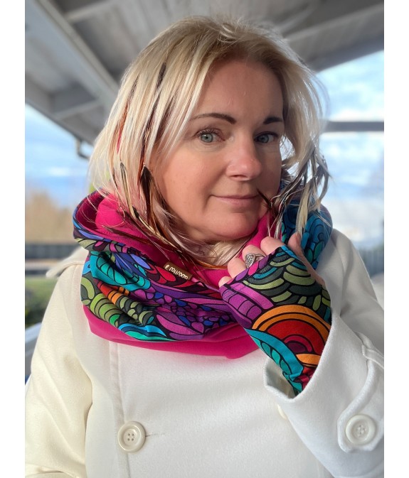 Komin z kapturem kominokaptur dwustronny Radość/Fuksja