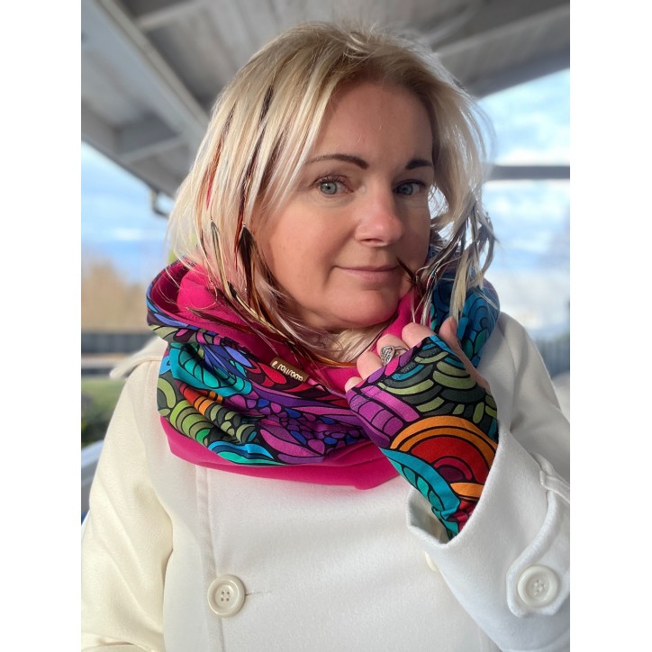 Komin z kapturem kominokaptur dwustronny Radość/Fuksja Komin z kapturem kominokaptur dwustronny Radość/Fuksja