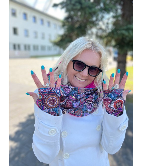 Komin z kapturem kominokaptur dwustronny Mandala/chaber