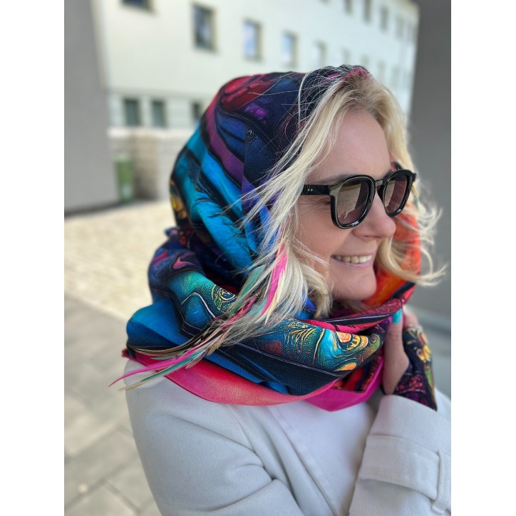 Komin z kapturem dwustronny Kreacja/fuksja