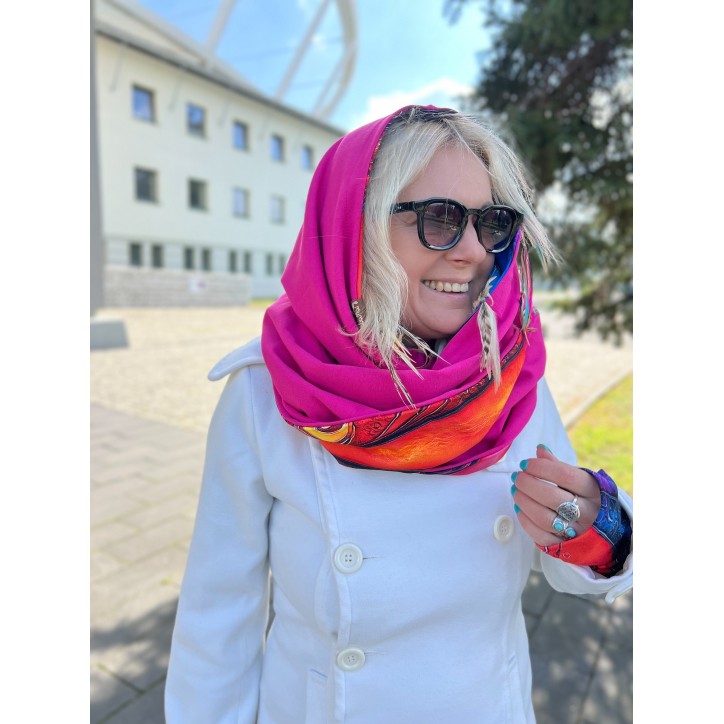 Komin z kapturem kominokaptur dwustronny Kreacja/fuksja