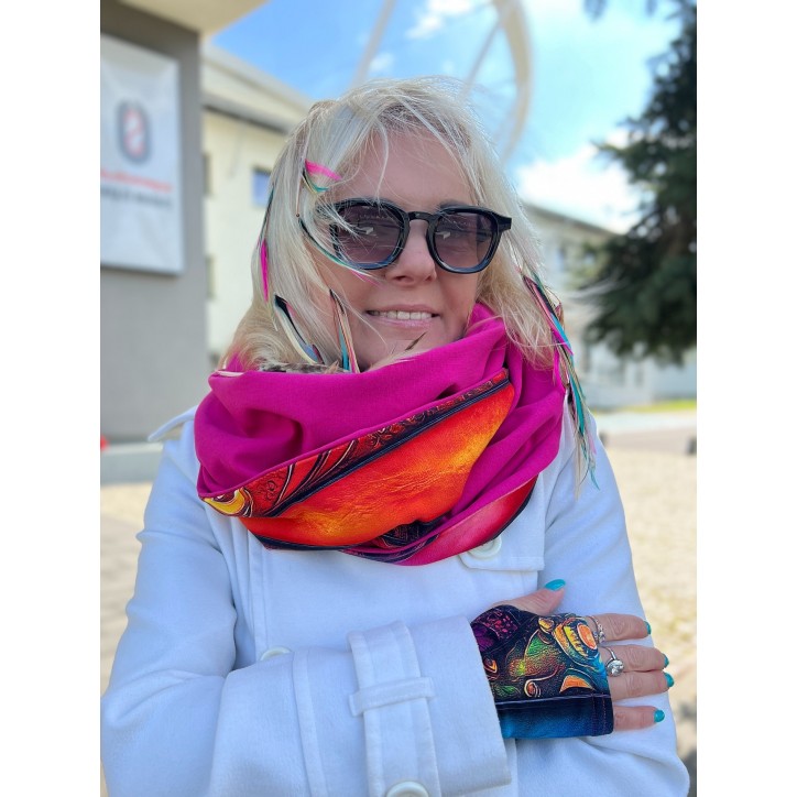 Komin z kapturem kominokaptur dwustronny Kreacja/fuksja