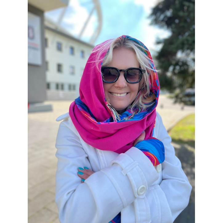 Komin z kapturem kominokaptur dwustronny Lekko/fuksja