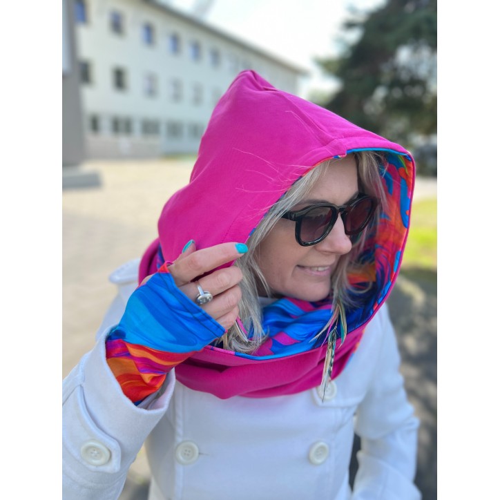 Komin z kapturem kominokaptur dwustronny Lekko/fuksja