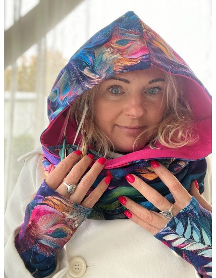 Komin z kapturem kominokaptur dwustronny Zachwyt/fuksja