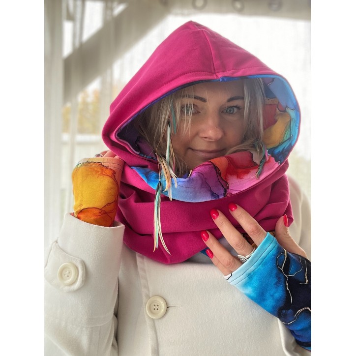 Komin z kapturem kominokaptur dwustronny Magiczna/fuksja