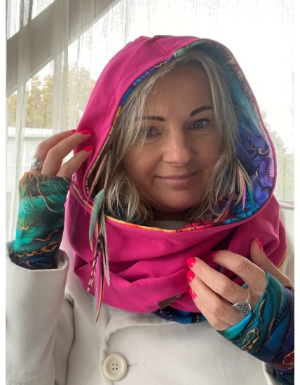 Komin z kapturem kominokaptur dwustronny Wewnętrzne Słońce/fuksja