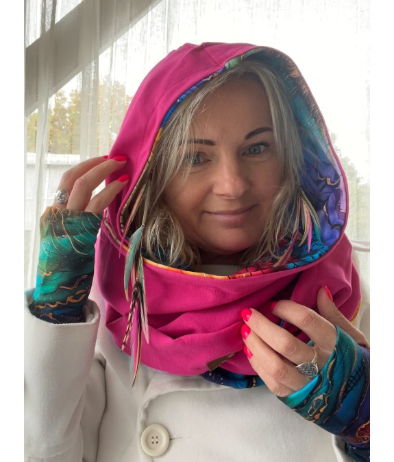 Komin z kapturem kominokaptur dwustronny Wewnętrzne Słońce/fuksja