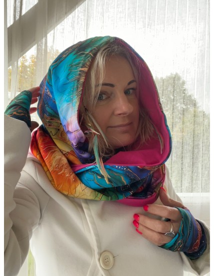 Komin z kapturem kominokaptur dwustronny Wewnętrzne Słońce/fuksja