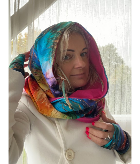 Komin z kapturem kominokaptur dwustronny Wewnętrzne Słońce/fuksja