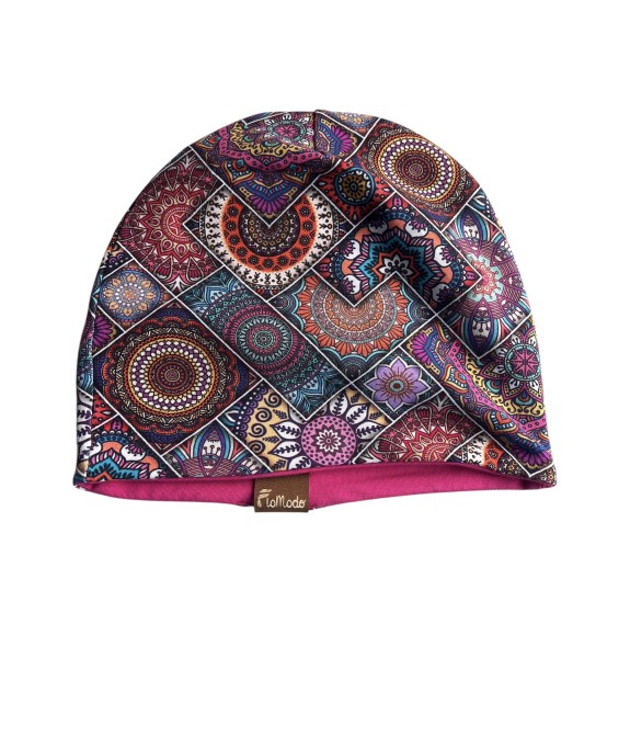Czapka podwójna dwustronna Mandala/Fuksja