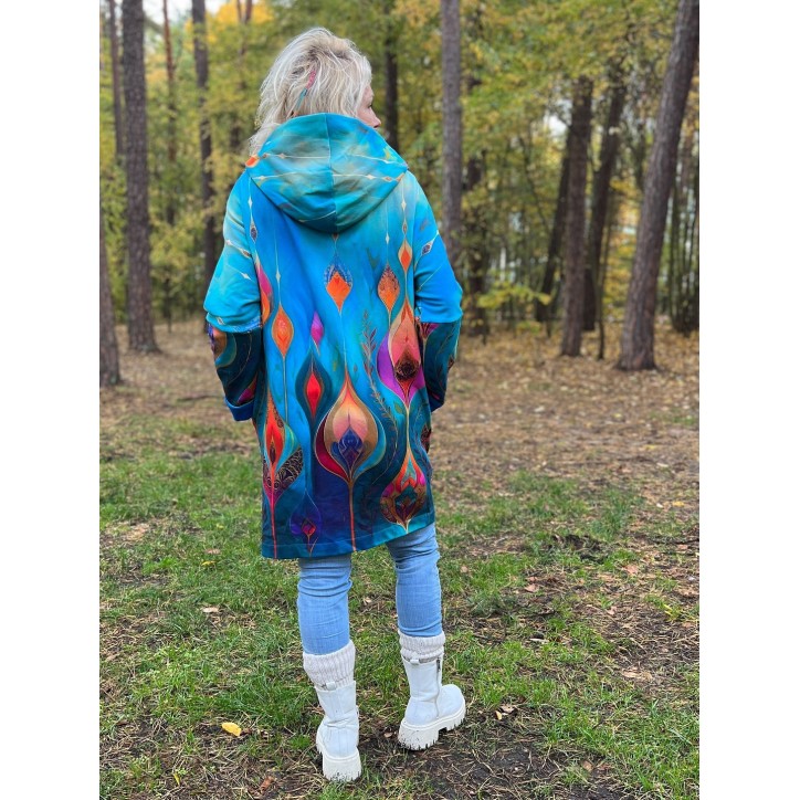 Płaszczyk, długa bluza zamek - Obfitość/chaber