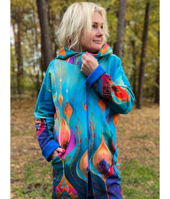 Płaszczyk, długa bluza zamek - Obfitość/chaber