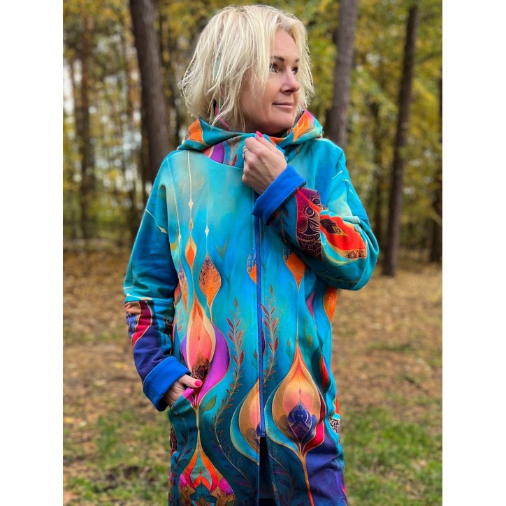 Płaszczyk, długa bluza zamek - Obfitość/chaber