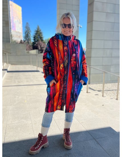 Płaszczyk, długa bluza oversize zamek - Kreacja