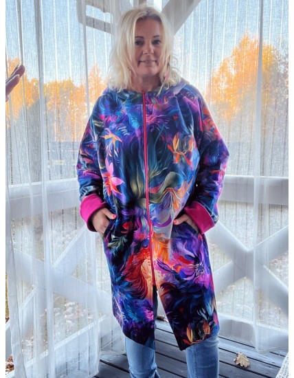 Płaszczyk, długa bluza zamek - Zachwyt/fuksja