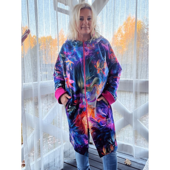 Płaszczyk, długa bluza zamek - Zachwyt/fuksja