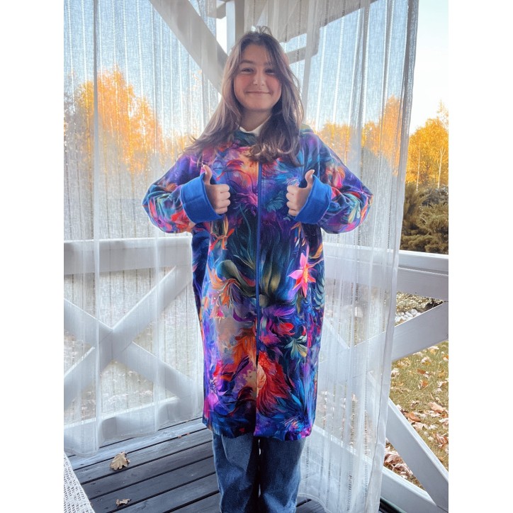 Płaszczyk, długa bluza zamek - Zachwyt/chaber