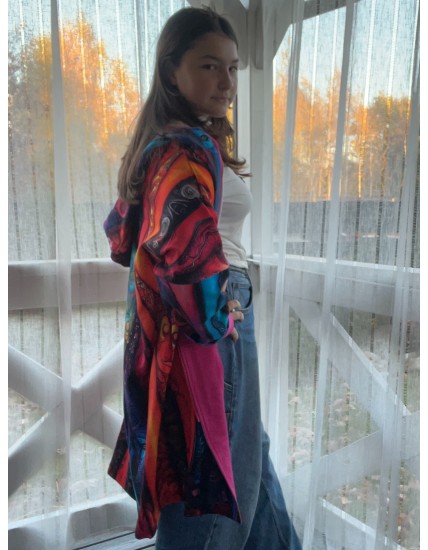 Płaszczyk, długa bluza zamek - Kreacja/fuksja