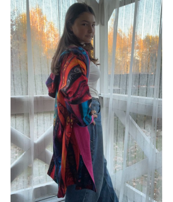 Płaszczyk, długa bluza zamek - Kreacja/fuksja