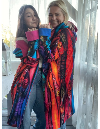 Płaszczyk, długa bluza zamek - Kreacja/fuksja