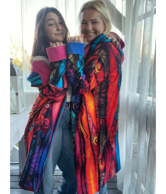 Płaszczyk, długa bluza zamek - Kreacja/fuksja