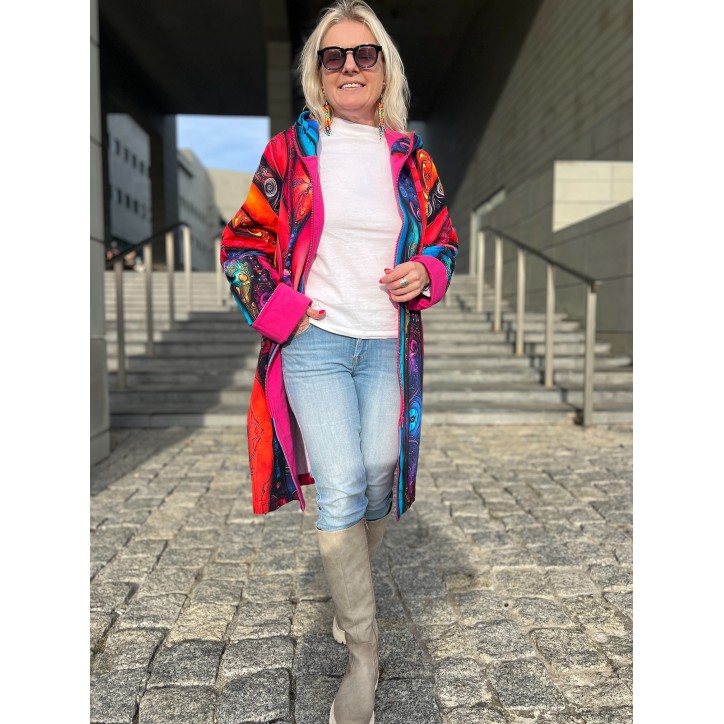 Płaszczyk, długa bluza zamek - Kreacja/fuksja