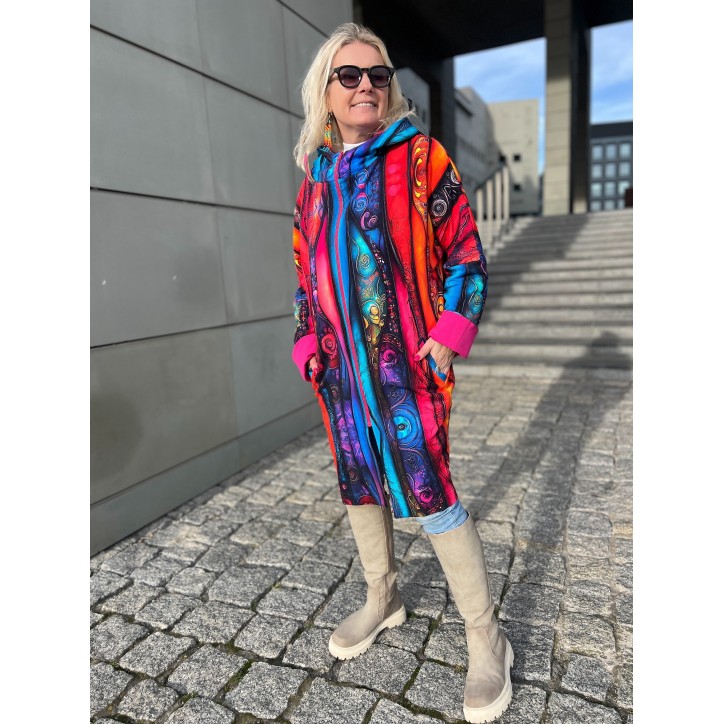 Płaszczyk, długa bluza zamek - Kreacja/fuksja