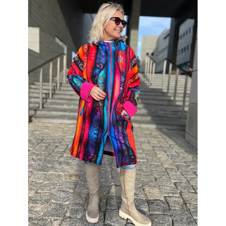 Płaszczyk, długa bluza zamek - Kreacja/fuksja