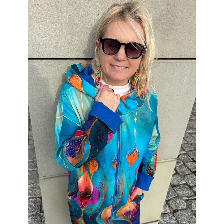 Płaszczyk, długa bluza zamek - Obfitość/chaber