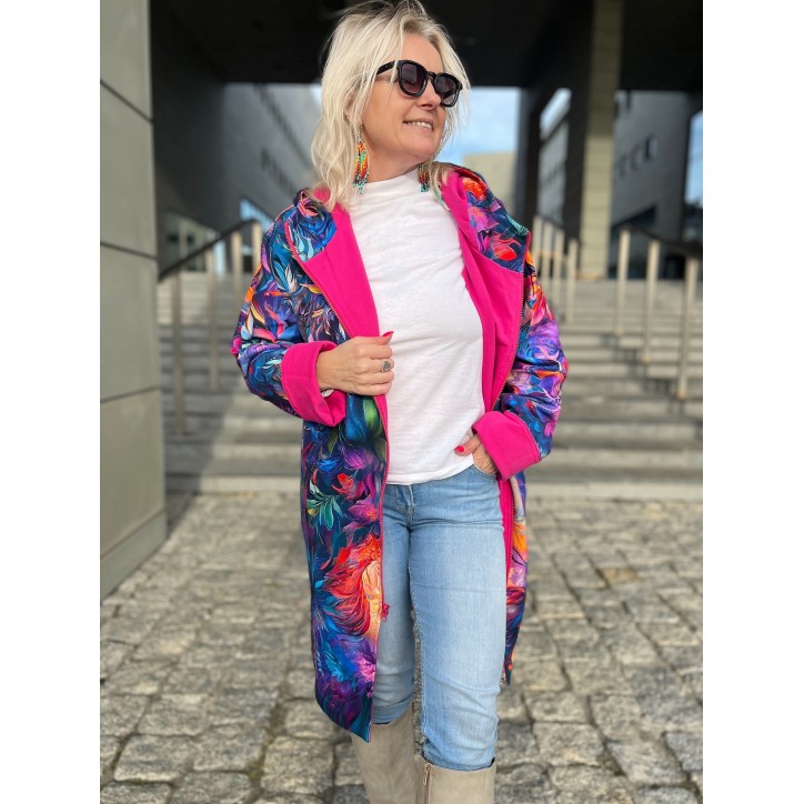 Płaszczyk, długa bluza zamek - Zachwyt/fuksja