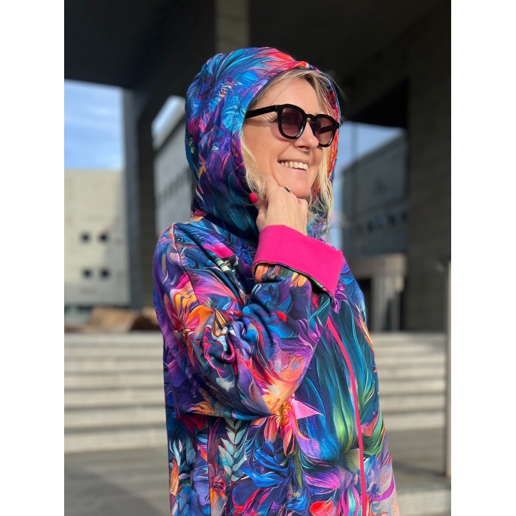 Płaszczyk, długa bluza zamek - Zachwyt/fuksja