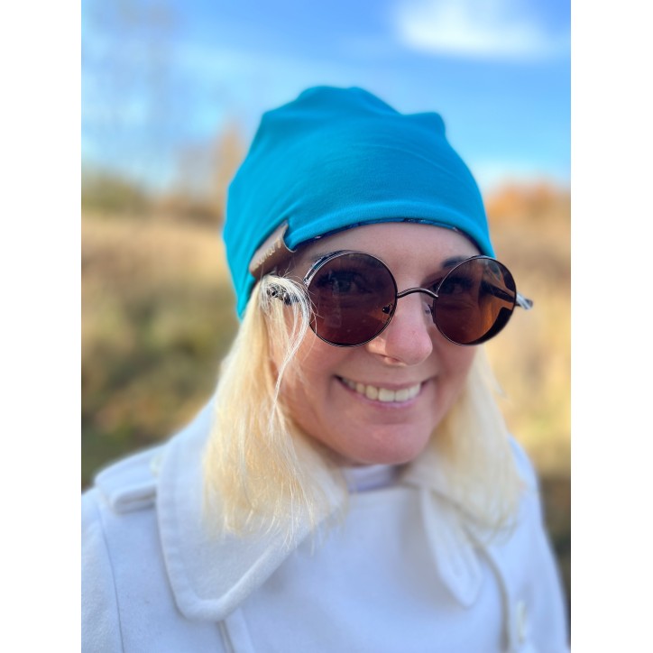 Czapka podwójna dwustronna  Wewnętrzne Słońce/turkus