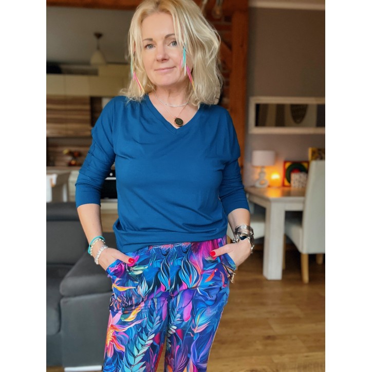 Bluzka Kimonowa wiskoza - Petrol Bluzka Kimonowa wiskoza - Petrol